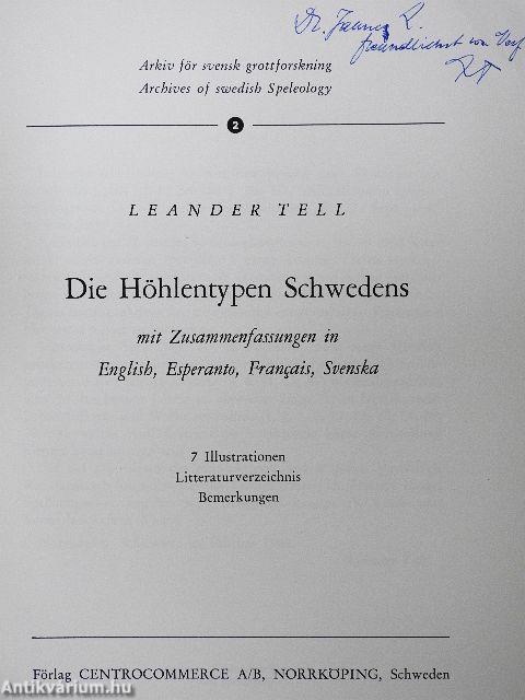Die Höhlentypen Schwedens