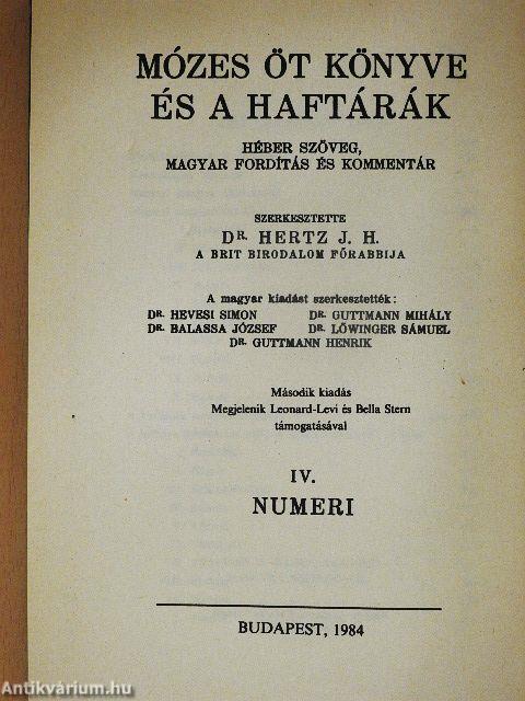 Mózes öt könyve és a haftárák IV.