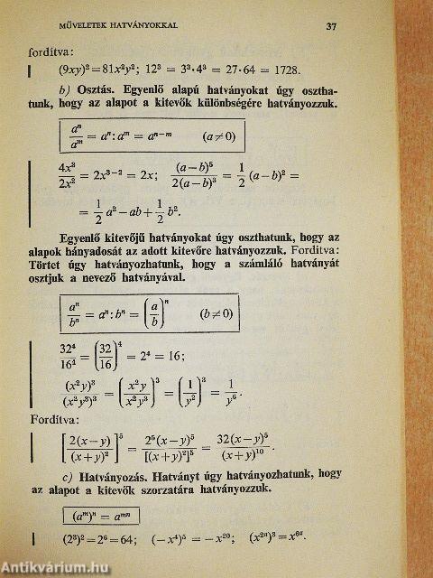 Matematikai összefoglaló
