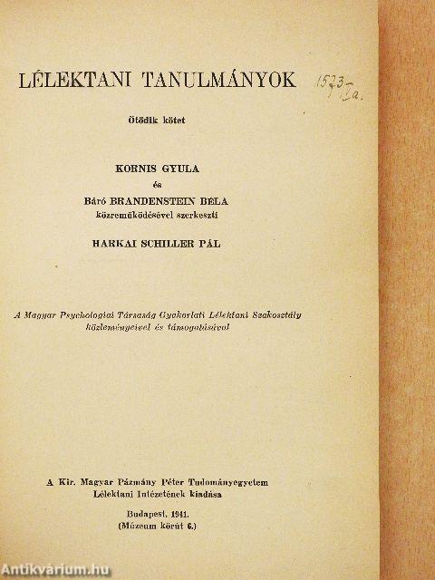 Lélektani tanulmányok V.