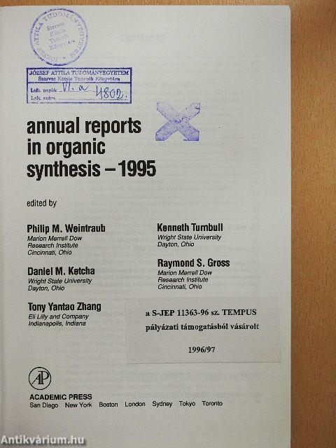 Annual reports in organic synthesis 1995