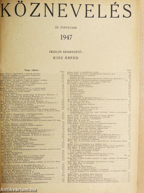 Köznevelés 1947. január-december