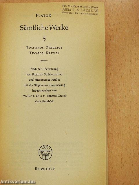 Platon Sämtliche Werke 5