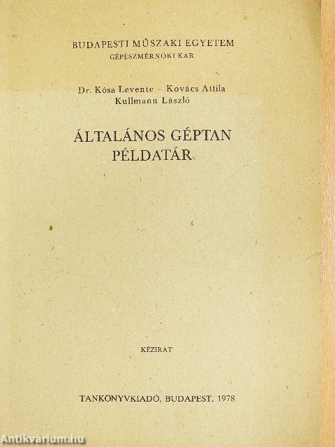Általános géptan példatár