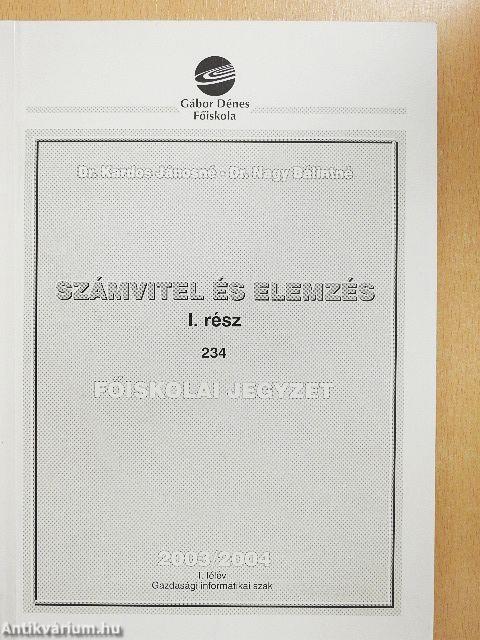 Számvitel és elemzés I.