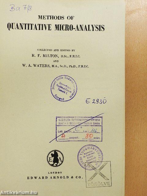 Methods of Quantitative Micro-Analysis