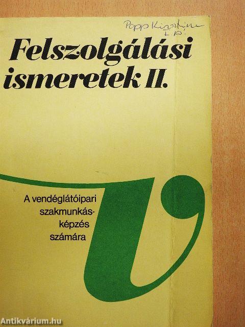Felszolgálási ismeretek II.