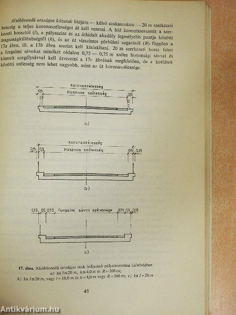 Híd- és mélyépítési táblázatok