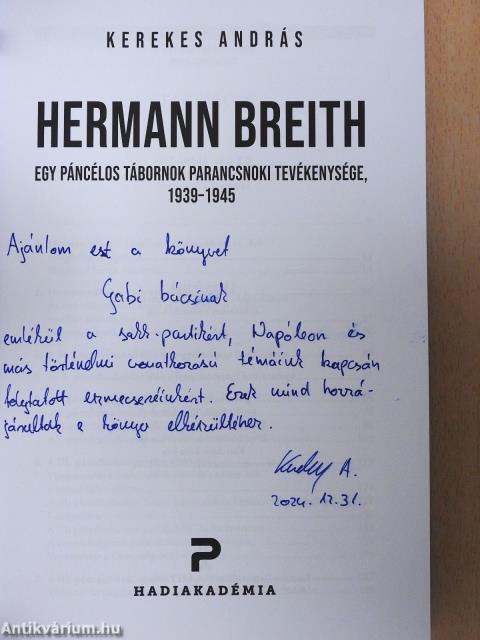 Hermann Breith (dedikált példány)