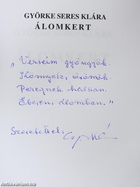 Álomkert (dedikált példány)