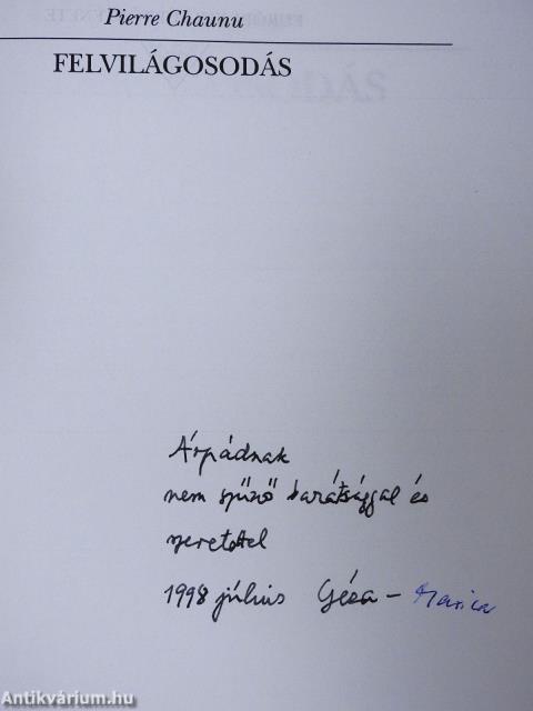Felvilágosodás (dedikált példány)