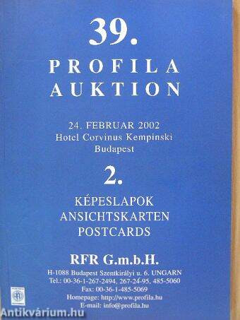 Profila Auktion 39./2. - Képeslapok