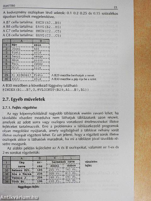Táblázatkezelés