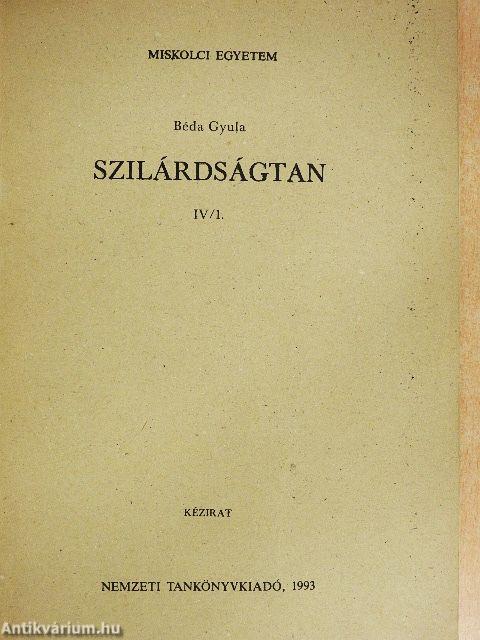 Szilárdságtan IV/1.