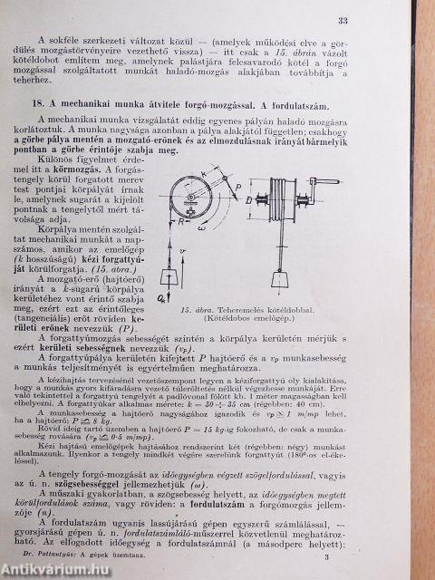 A gépek üzemtana