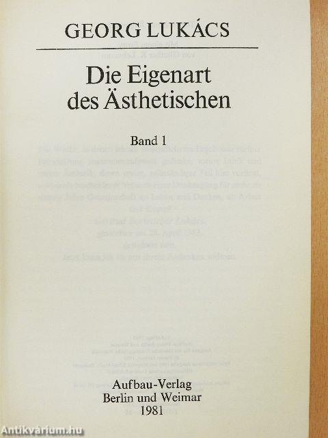 Die Eigenart des Ästhetischen 1-2.