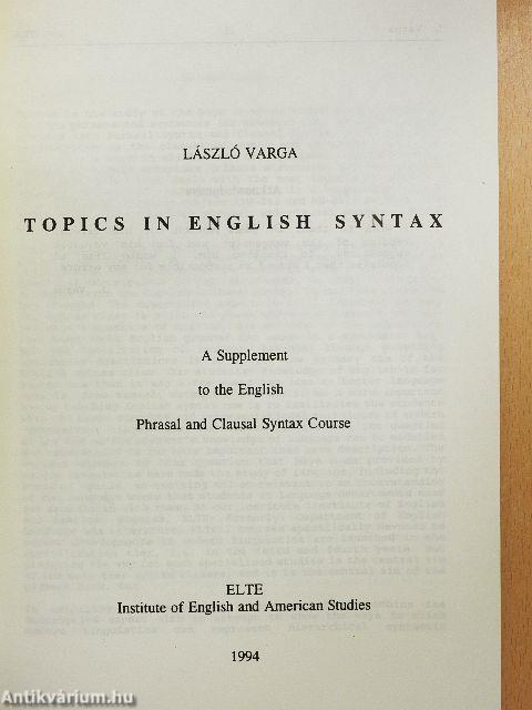 Topics in English Syntax
