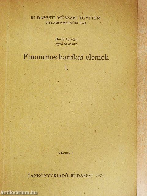 Finommechanikai elemek I.