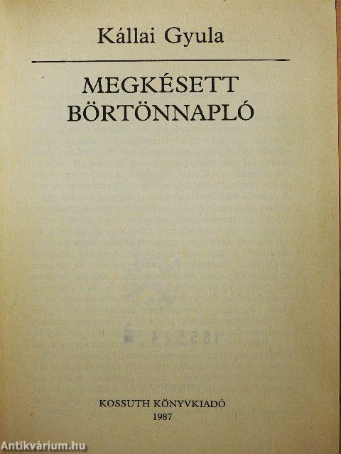 Megkésett börtönnapló