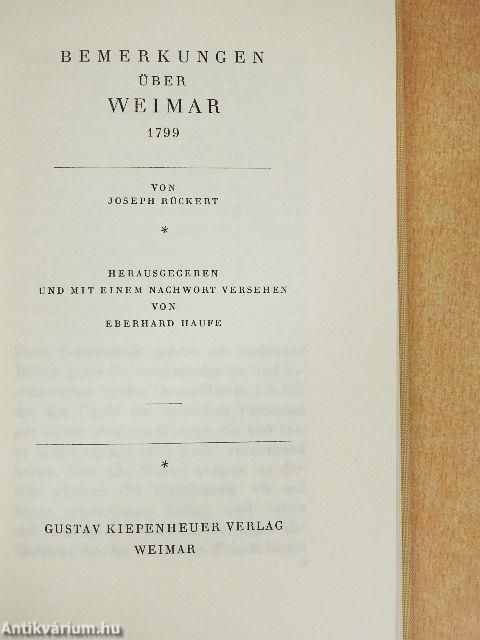 Bemerkungen über Weimar 1799