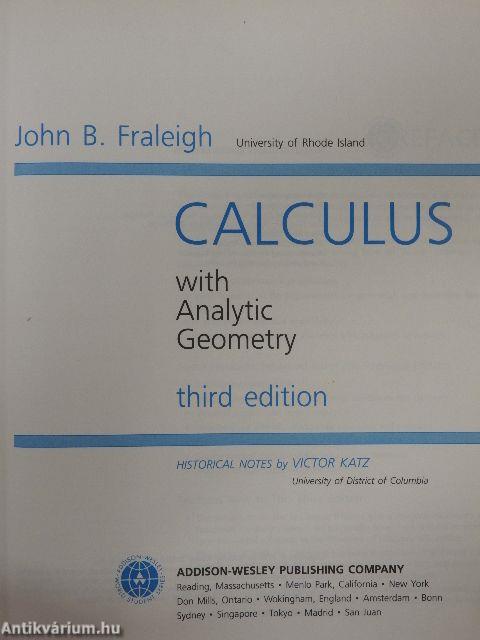 Calculus with Analytic Geometry