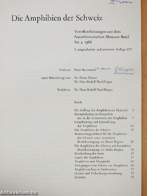 Die Amphibien der Schweiz