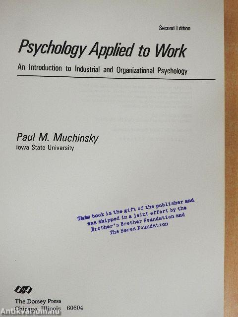 Psychology Applied to Work