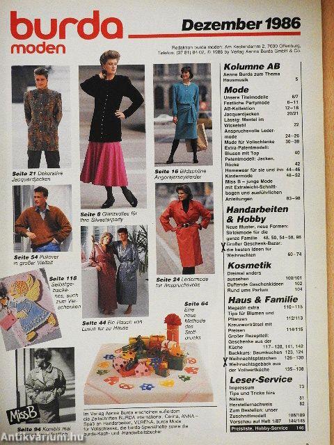 Burda Moden Dezember 1986