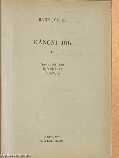 Kánoni jog II.