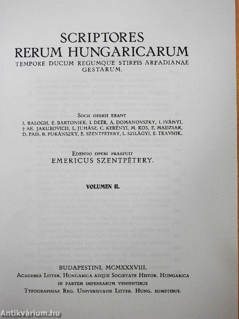 Scriptores Rerum Hungaricarum II.