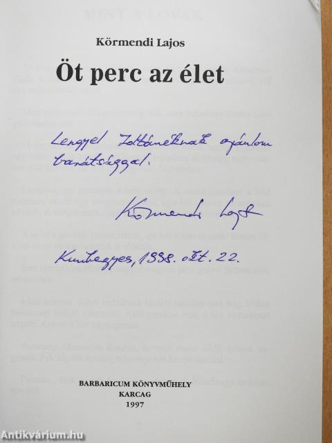 Öt perc az élet (dedikált példány)