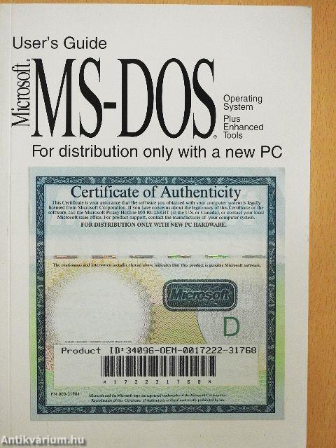 Microsoft MS-DOS 6.22 User's Guide