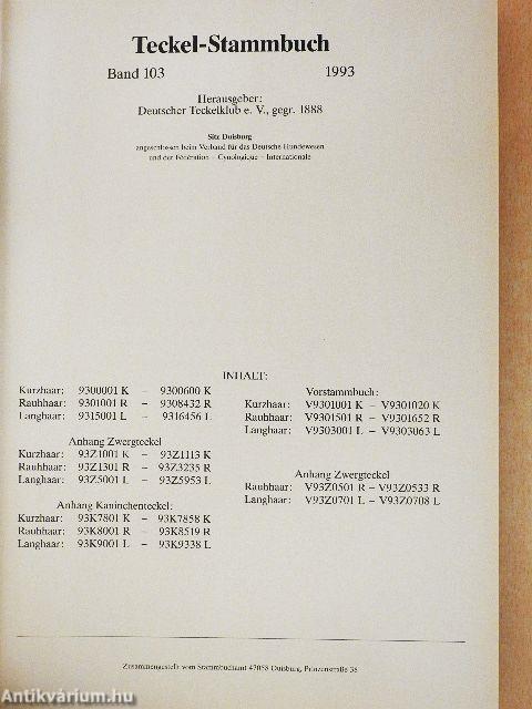 Teckel-Stammbuch 1993