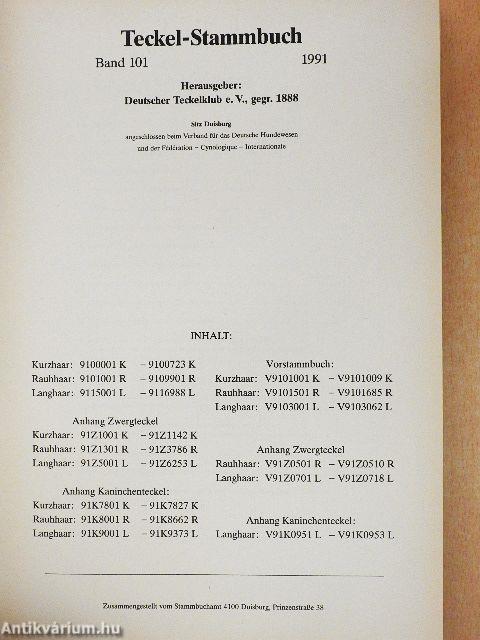 Teckel-Stammbuch 1991
