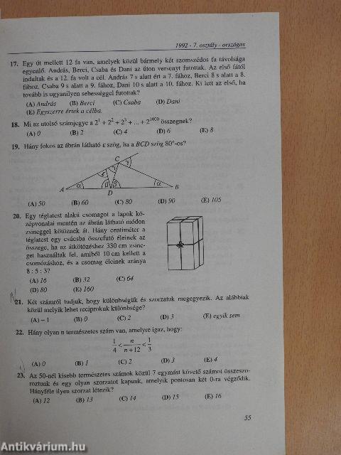 Matematikai versenytesztek '91-93