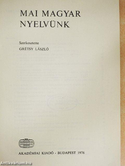Mai magyar nyelvünk