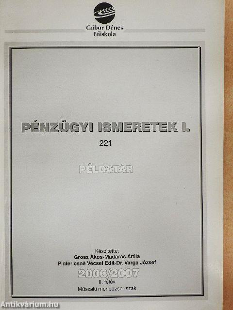 Pénzügyi ismeretek I.