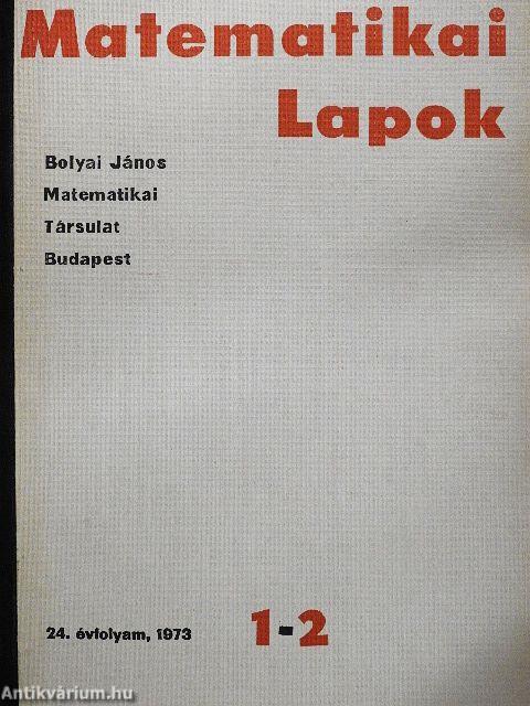 Matematikai Lapok 1973/1-4.