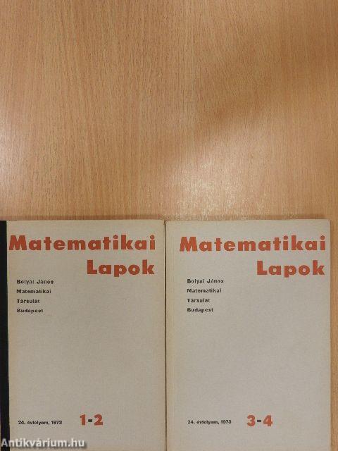Matematikai Lapok 1973/1-4.