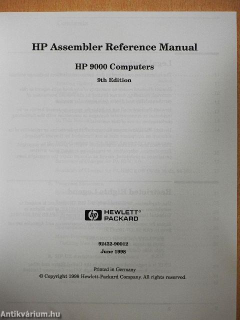 HP Assembler Reference Manual