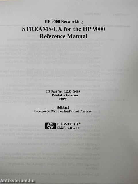 STREAMS/UX for the HP 9000 - Reference Manual