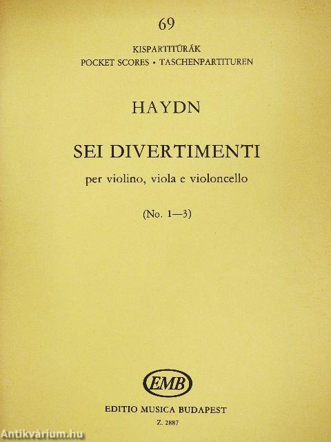 Sei Divertimenti per violino, viola e violoncello 1-3.