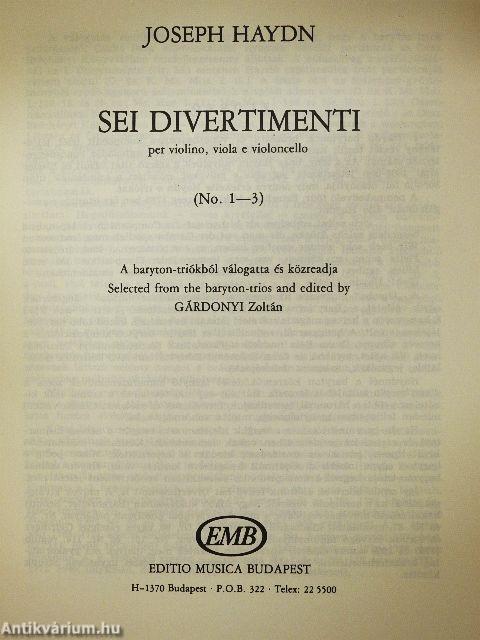 Sei Divertimenti per violino, viola e violoncello 1-3.