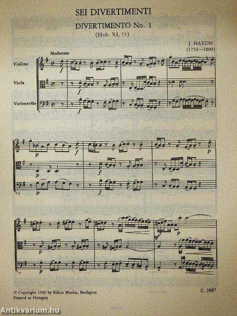 Sei Divertimenti per violino, viola e violoncello 1-3.