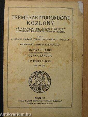 Természettudományi Közlöny 1923. november-december