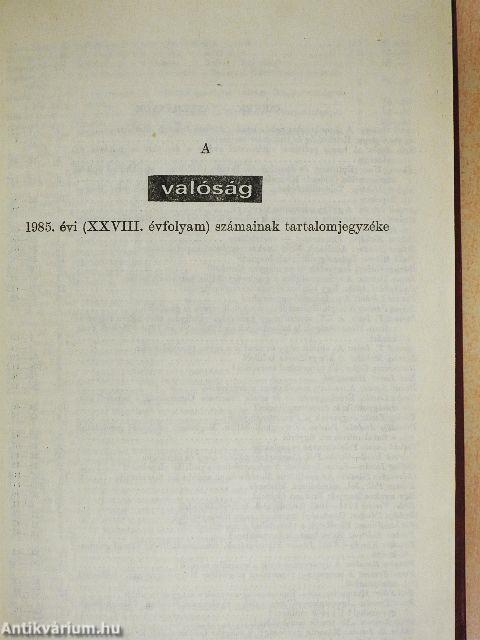 Valóság 1985. január-december I-II.
