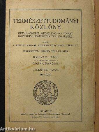 Természettudományi Közlöny 1924. januárius-februárius