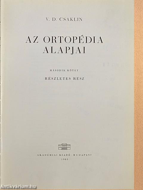 Az ortopédia alapjai II. 