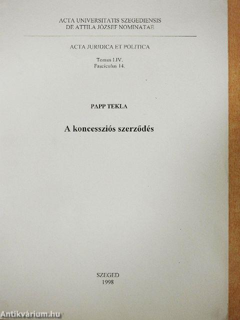 A koncessziós szerződés