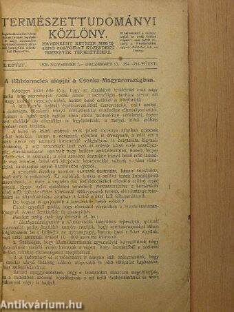 Természettudományi Közlöny 1920. november 1.-deczember 15.
